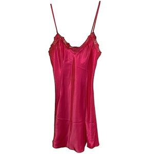 Private Luxuries Delicate Lace Trim Chemise Nightgown Slip Dress Size Small Pink